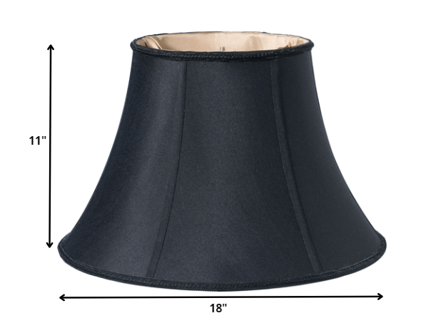 HomeRoots 18" Slanted Bell Paperback Shantung Lampshade in Black Finish