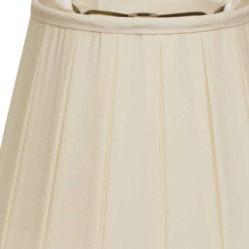 HomeRoots 18" Slanted Crimped Box Shantung Lampshade in Ivory Finish