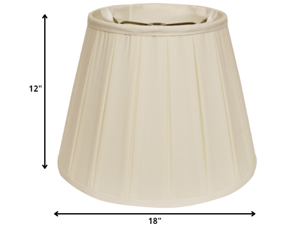 HomeRoots 18" Slanted Crimped Box Shantung Lampshade in Ivory Finish