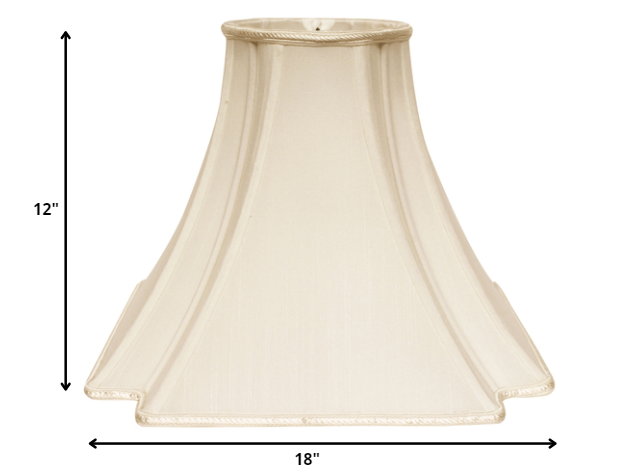 HomeRoots 18" Slanted Notch Square Shantung Lampshade in Ivory Finish