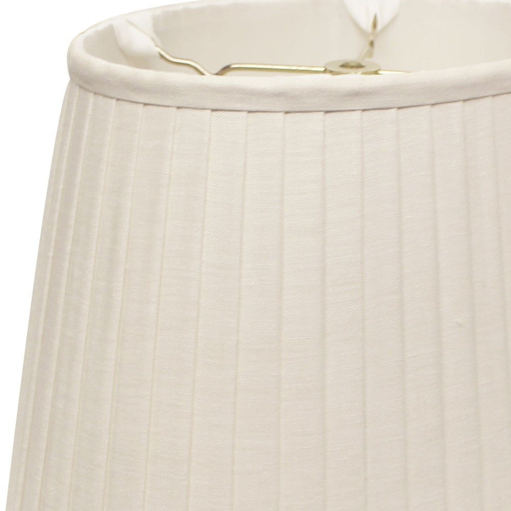 HomeRoots 18" Slanted Oval Paperback Linen Lampshade in White Finish