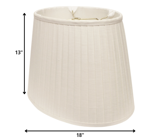 HomeRoots 18" Slanted Oval Paperback Linen Lampshade in White Finish