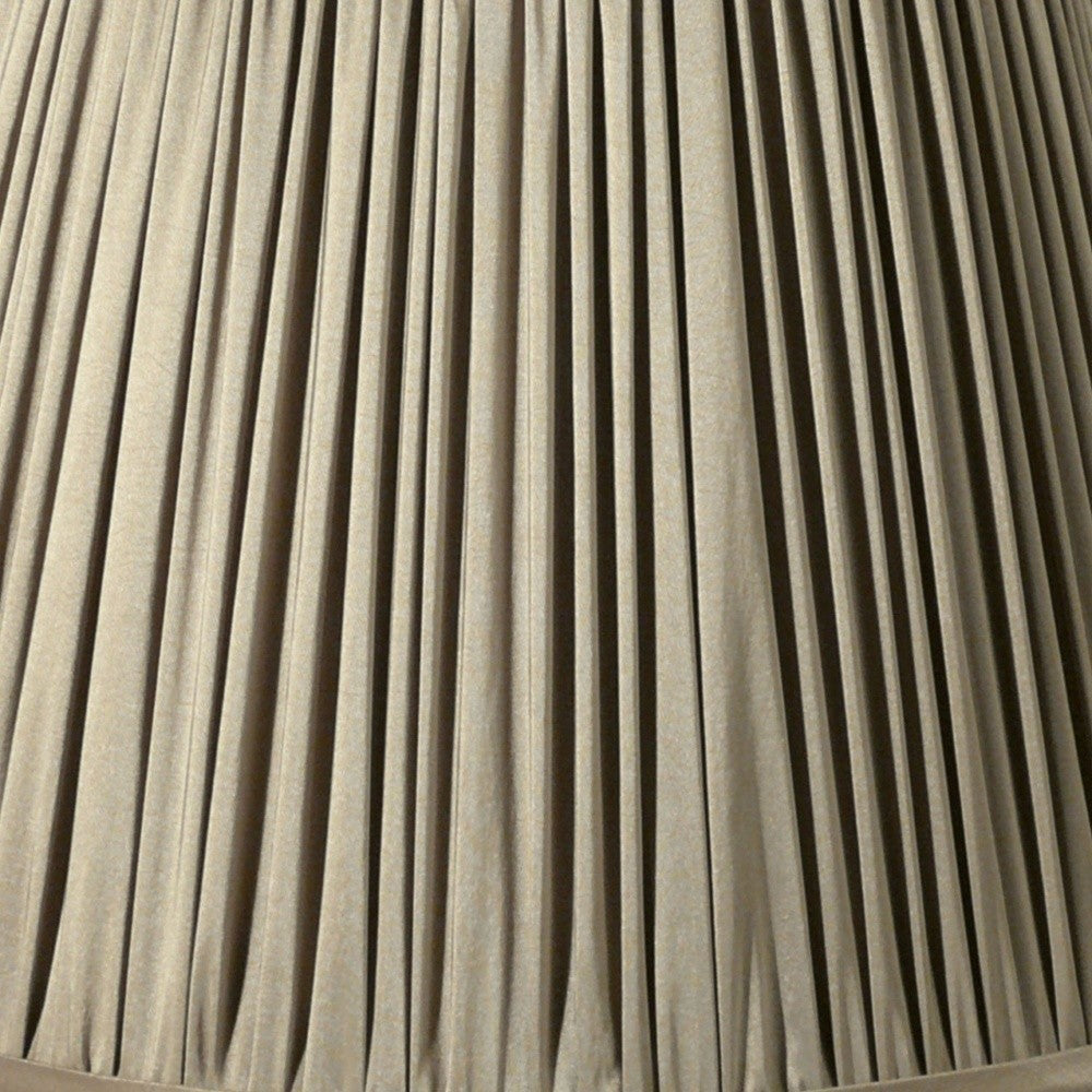 HomeRoots 18" Slanted Paperback Pleated Tafetta Lampshade in Ash Finish
