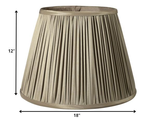 HomeRoots 18" Slanted Paperback Pleated Tafetta Lampshade in Ash Finish