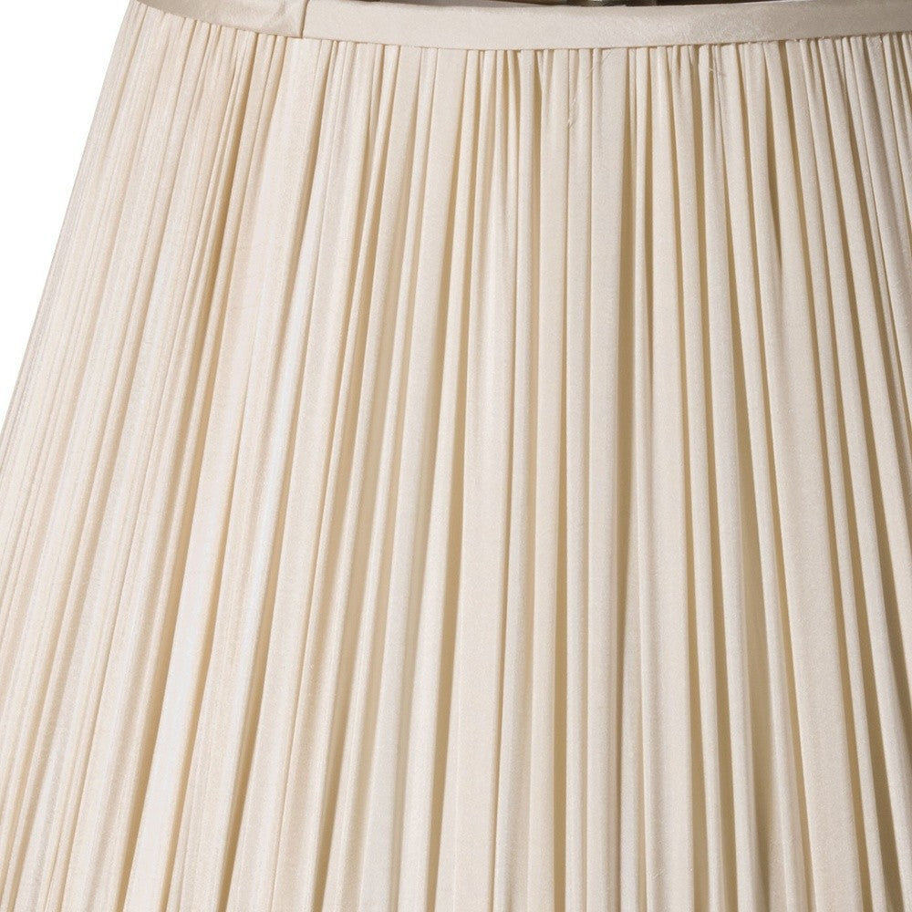 HomeRoots 18" Slanted Paperback Pleated Tafetta Lampshade in Pale Grey Finish