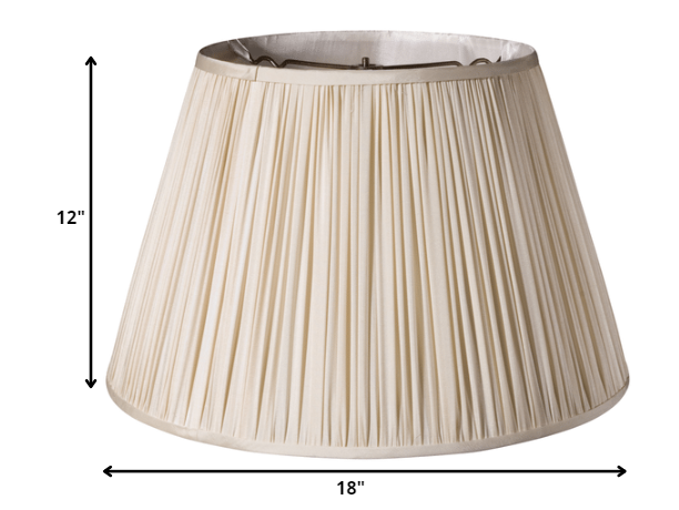 HomeRoots 18" Slanted Paperback Pleated Tafetta Lampshade in Pale Grey Finish