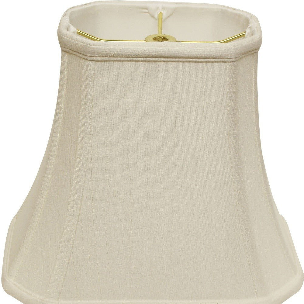 HomeRoots 18" Slanted Rectange Bell Monay Shantung Lampshade in White Finish