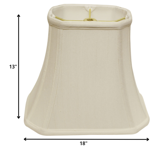 HomeRoots 18" Slanted Rectange Bell Monay Shantung Lampshade in White Finish