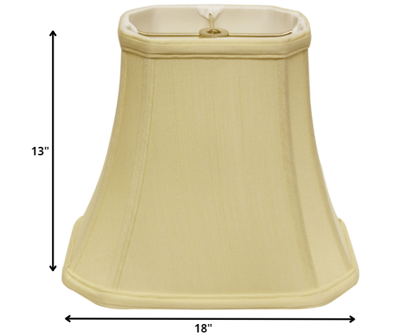 HomeRoots 18" Slanted Rectangle Bell Monay Shantung Lampshade in Antique White Finish