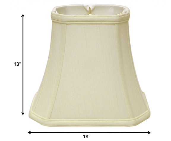 HomeRoots 18" Slanted Rectangle Bell Monay Shantung Lampshade in Ivory Finish