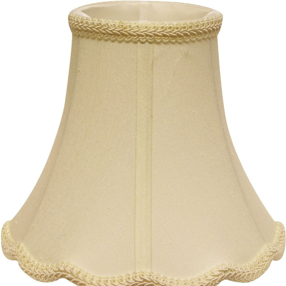 HomeRoots 18" Slanted Scallop Bell Monay Shantung Lampshade in Ivory Finish