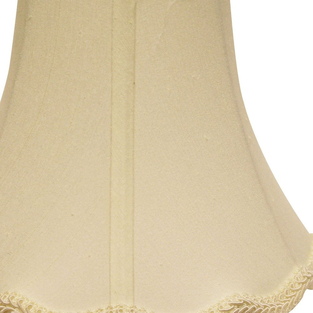 HomeRoots 18" Slanted Scallop Bell Monay Shantung Lampshade in Ivory Finish