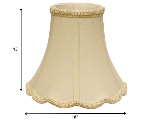 HomeRoots 18" Slanted Scallop Bell Monay Shantung Lampshade in Ivory Finish