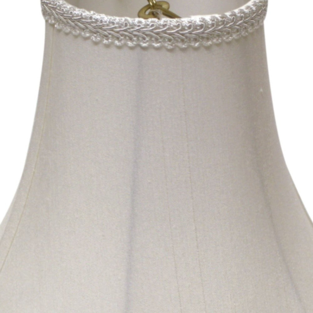 HomeRoots 18" Slanted Scallop Bell Monay Shantung Lampshade in White Finish