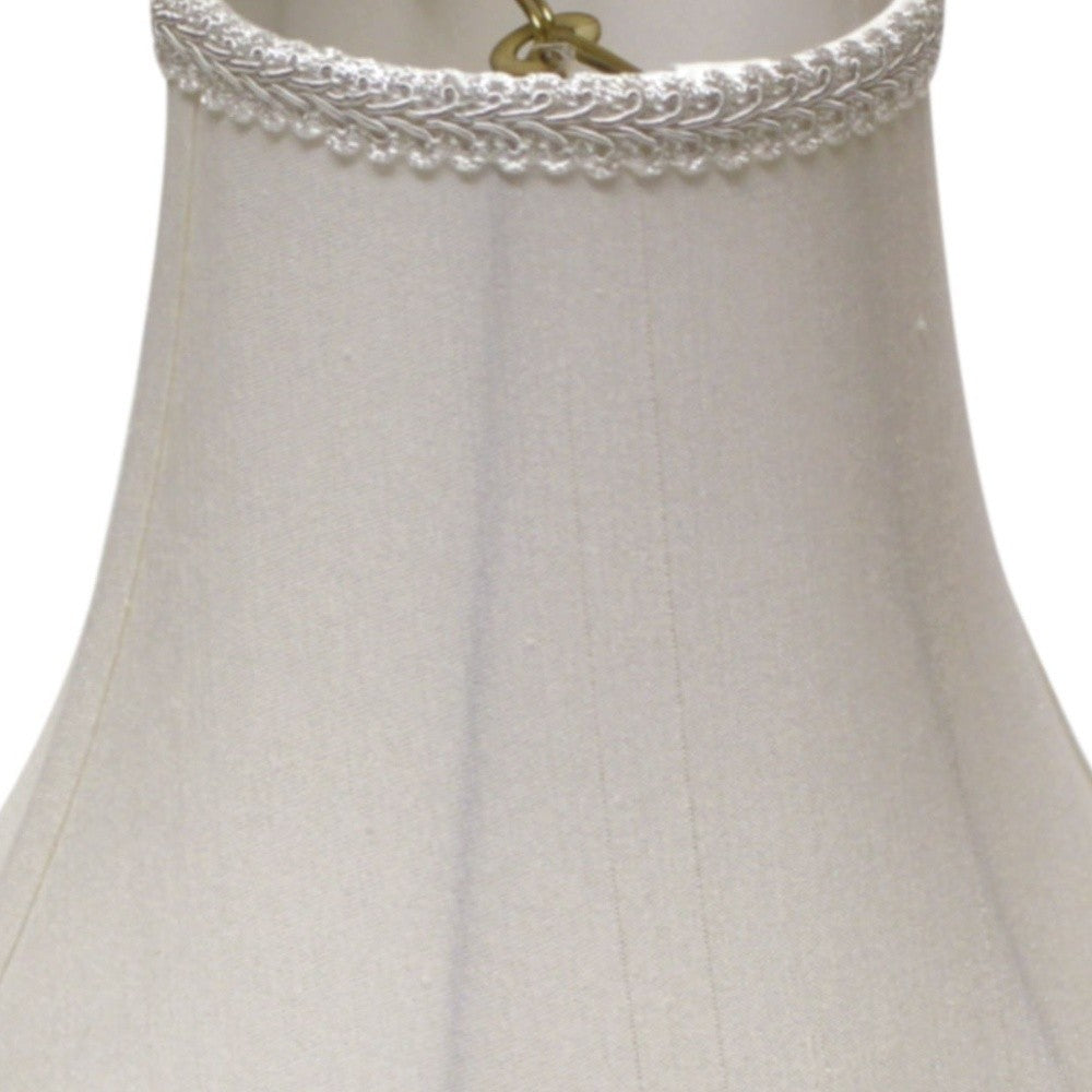 HomeRoots 18" Slanted Scallop Bell Monay Shantung Lampshade in White Finish
