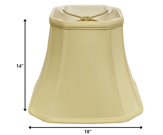 HomeRoots 18" Slanted Square Bell Monay Shantung Lampshade in Antique White Finish