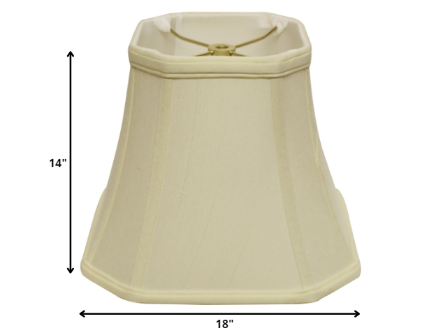 HomeRoots 18" Slanted Square Bell Monay Shantung Lampshade in Ivory Finish