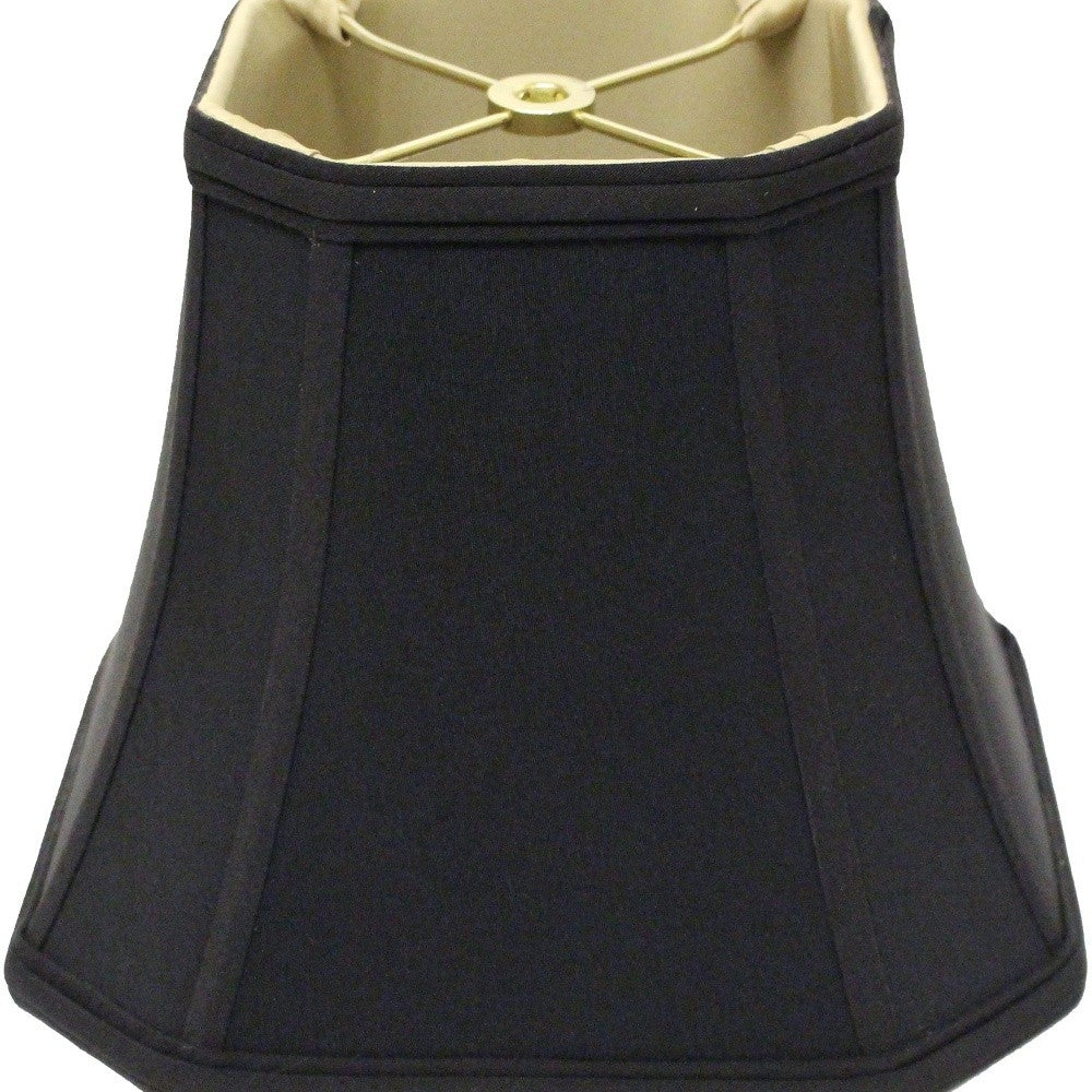 HomeRoots 18" Slanted Square Bell No Slub Lampshade in Black Finish With Bronze Lining