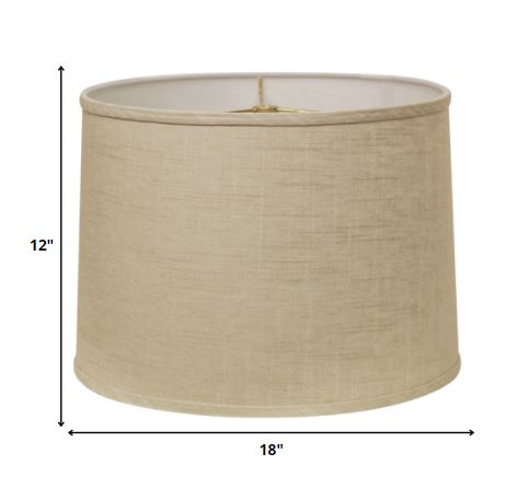 HomeRoots 18" Throwback Drum Linen Lampshade in Light Wheat Finish