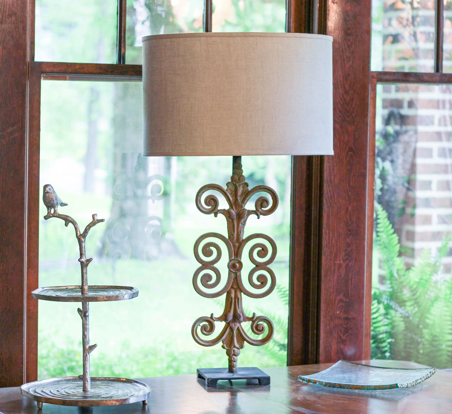 HomeRoots 18" Throwback Oval Linen Lampshade in Dark Wheat Finish