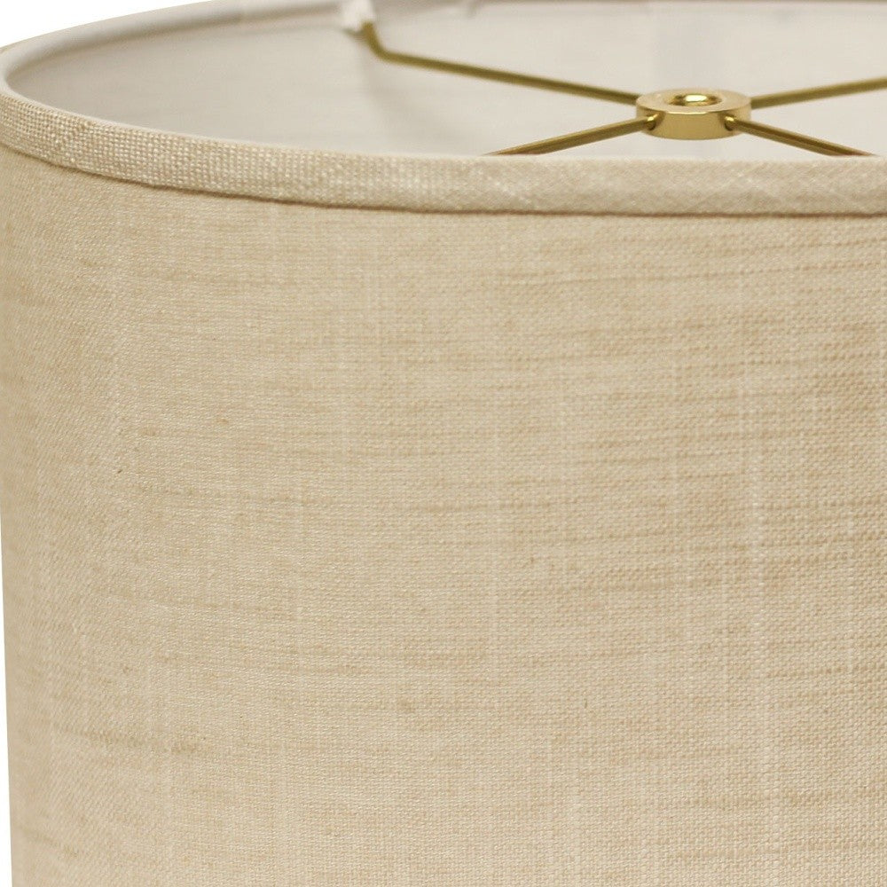 HomeRoots 18" Throwback Oval Linen Lampshade in Light Wheat Finish