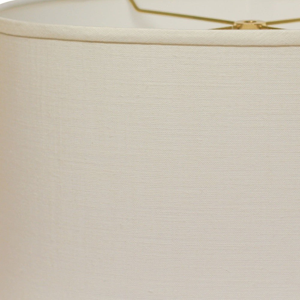 HomeRoots 18" Throwback Oval Linen Lampshade in White Finish