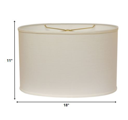 HomeRoots 18" Throwback Oval Linen Lampshade in White Finish