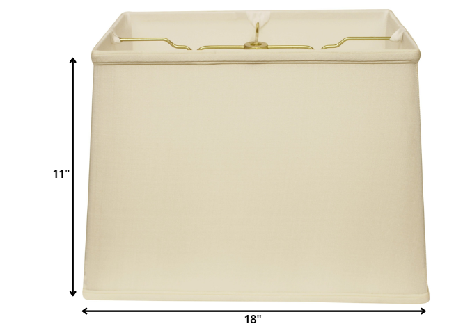 HomeRoots 18" Throwback Rectangle Pongee Silk Lampshade in Ivory Finish