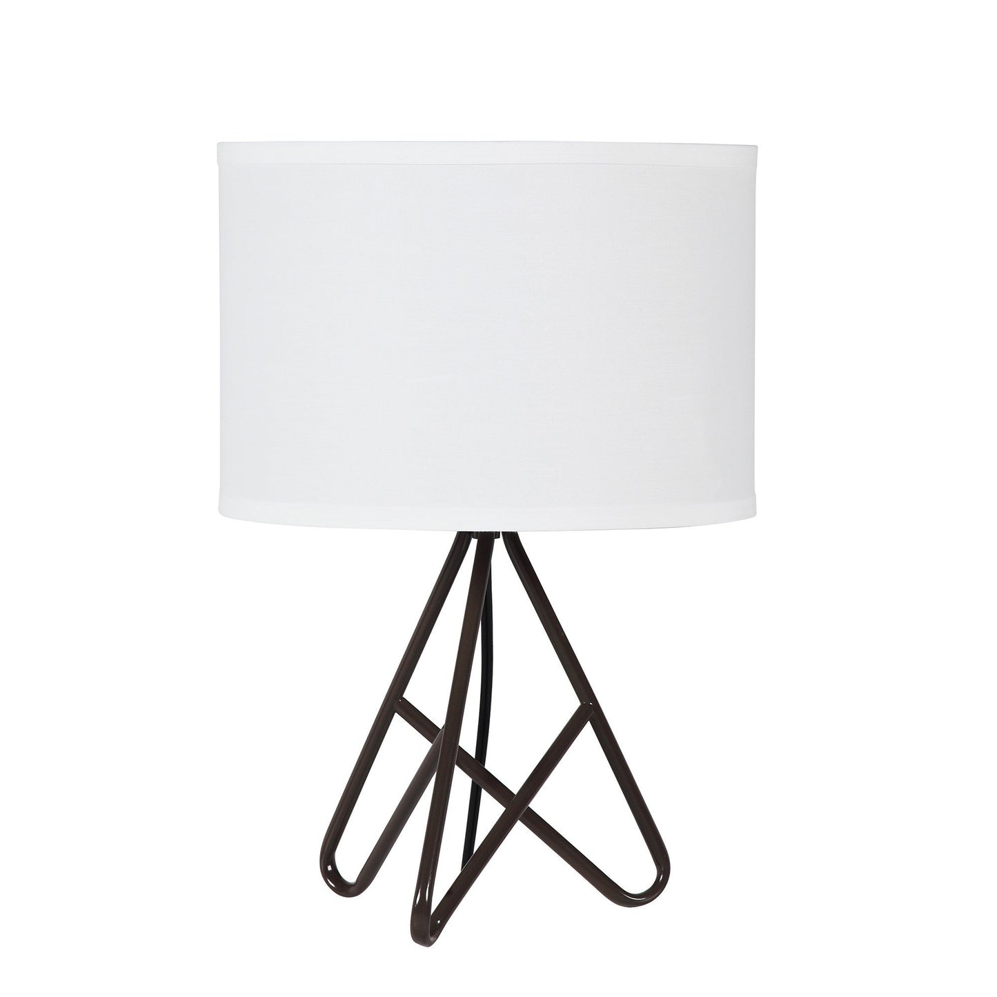 HomeRoots 18” Tripod Metal Table Lamp With White Shade and Espresso Finish