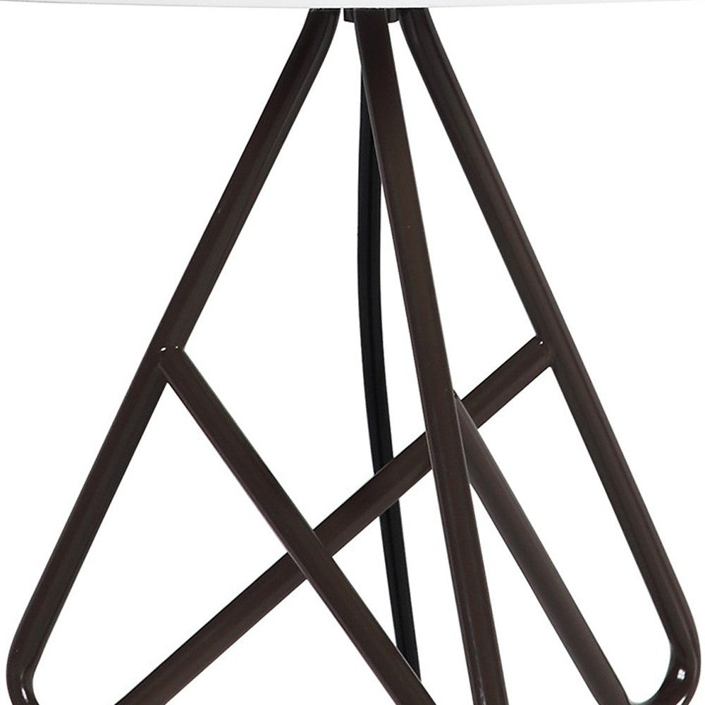 HomeRoots 18” Tripod Metal Table Lamp With White Shade and Espresso Finish