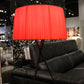 HomeRoots 18" x 18" x 29.5" Carbon Steel Table Lamp With Red Finish
