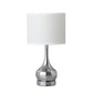 HomeRoots 19" Bedside Table Lamp With White Drum Shade in Silver Finish