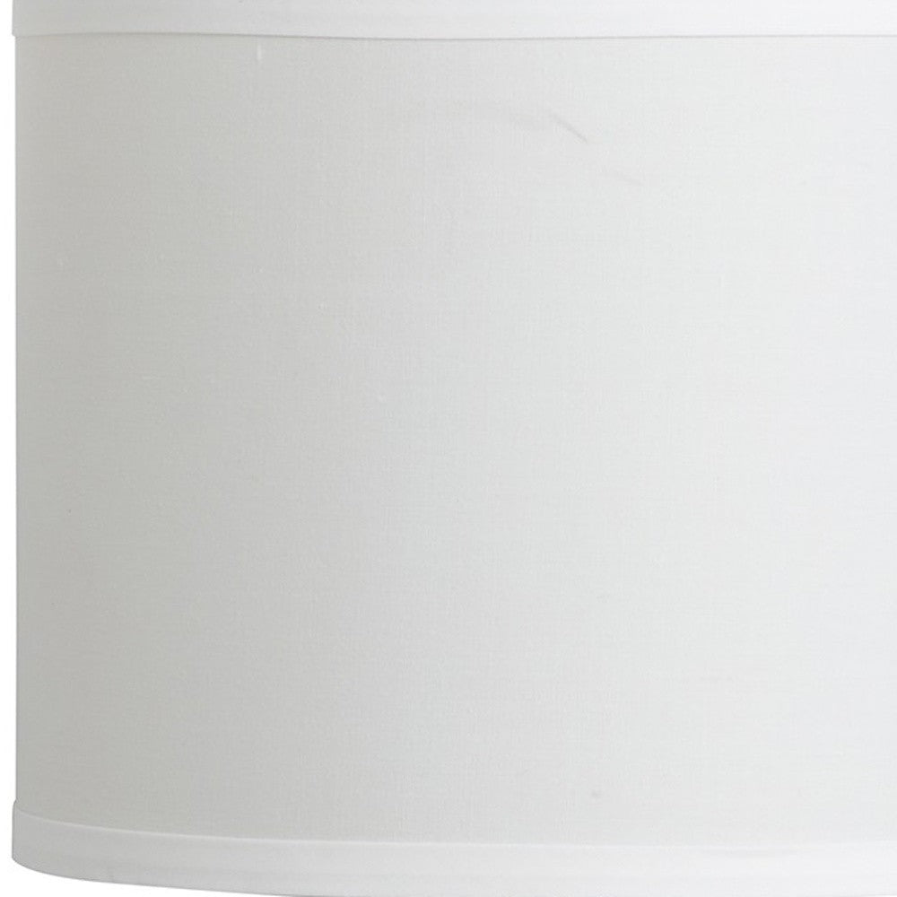 HomeRoots 19" Bedside Table Lamp With White Drum Shade in Silver Finish