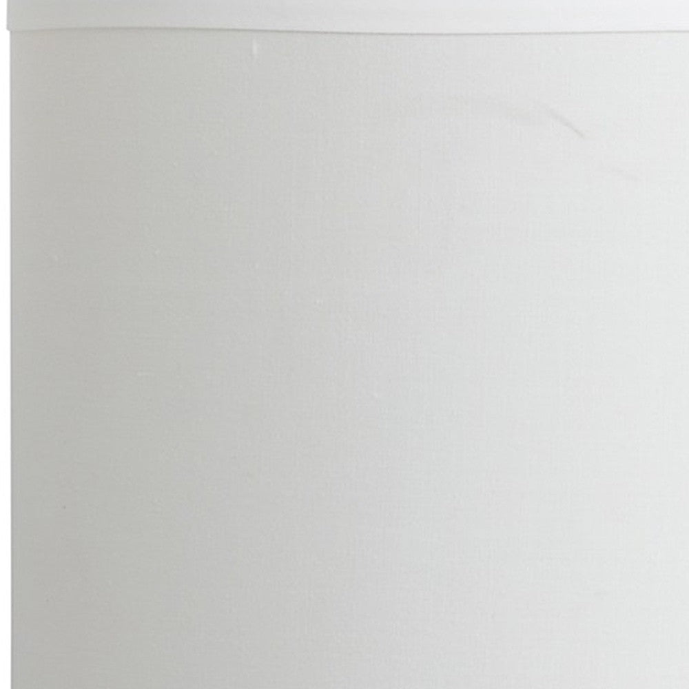 HomeRoots 19" Bedside Table Lamp With White Drum Shade in Silver Finish