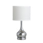 HomeRoots 19" Bedside Table Lamp With White Drum Shade in Silver Finish