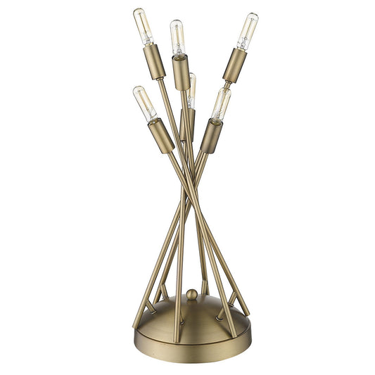 HomeRoots 19" Brass Metal Six-Light Table Lamp