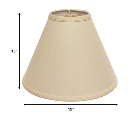 HomeRoots 19" Deep Cone Slanted Linen Lampshade With Parchment Beige Finish
