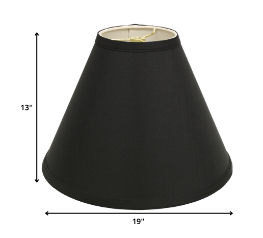 HomeRoots 19" Deep Cone Slanted No Shantung Lampshade in Jet Black Finish