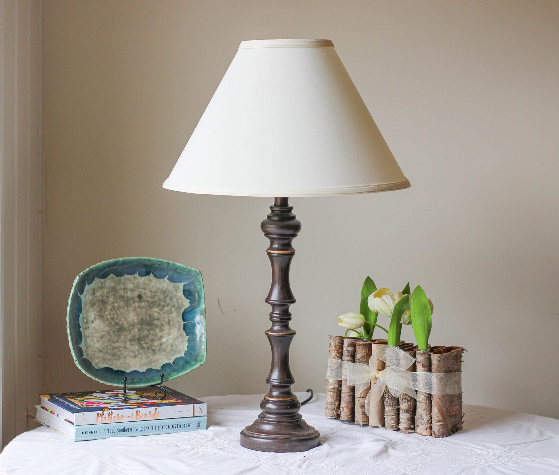 HomeRoots 19" Deep Cone Slanted No Slub Lampshade in Ivory Finish