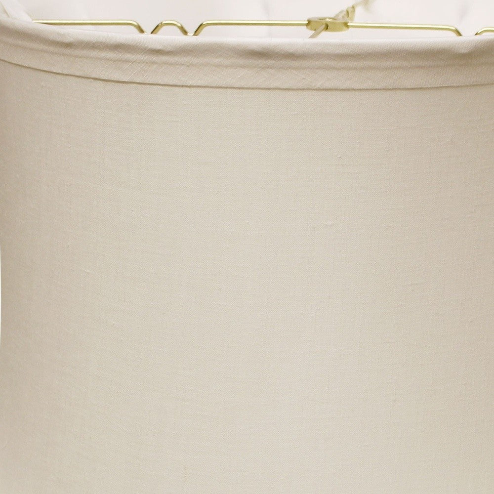 HomeRoots 19" Drum Trimmed Linen Lampshade in Snow Finish