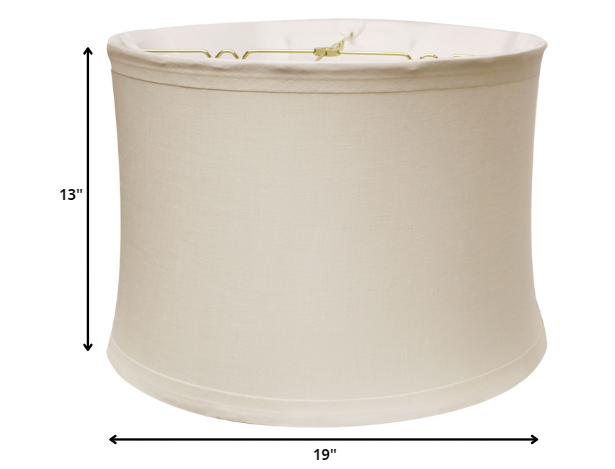 HomeRoots 19" Drum Trimmed Linen Lampshade in Snow Finish