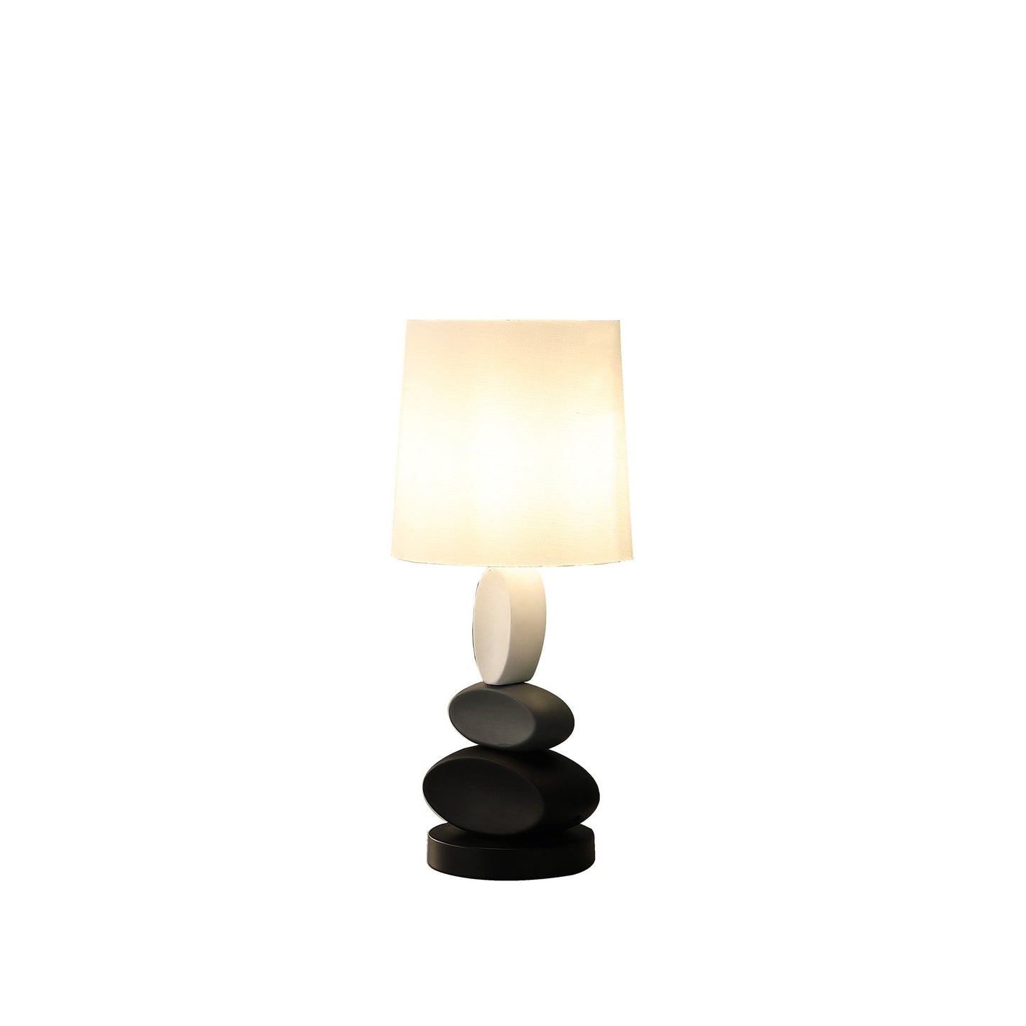 HomeRoots 19” Geo Stone Stack Metal Table With White Empire Shade