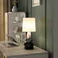 HomeRoots 19” Geo Stone Stack Metal Table With White Empire Shade