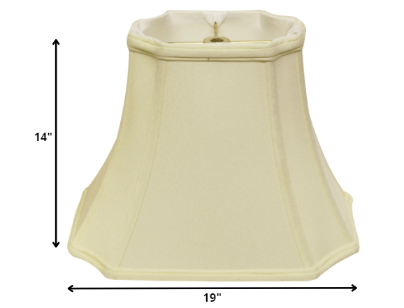 HomeRoots 19" Inverted Rectangle Shantung Lampshade in Ivory Finish