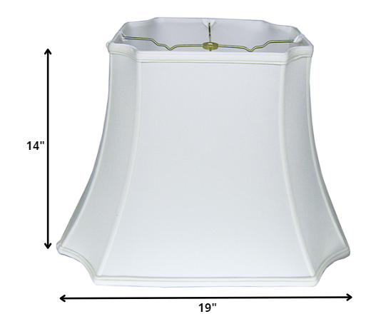HomeRoots 19" Inverted Rectangle Shantung Lampshade in Snow Finish
