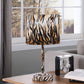 HomeRoots 19” Modern Faux Tiger Print Suede Table Lamp in Brown and Black Finish