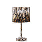 HomeRoots 19” Modern Faux Tiger Print Suede Table Lamp in Brown and Black Finish