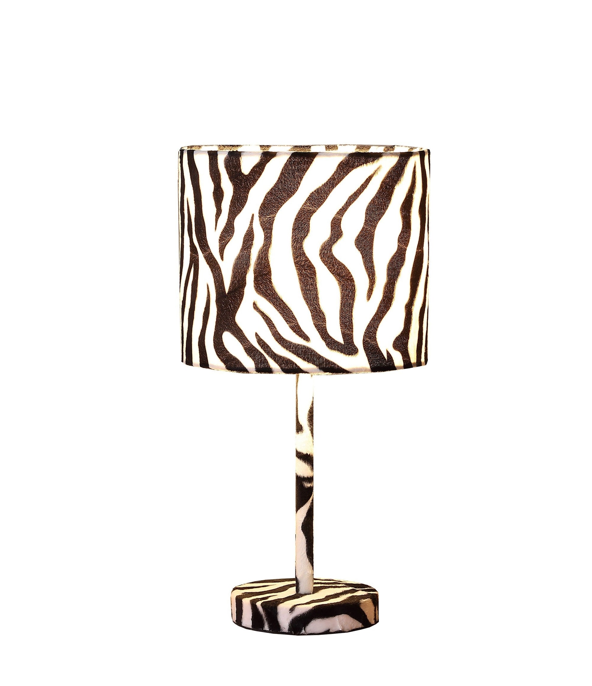 HomeRoots 19” Modern Suede Table Lamp With Faux Zebra Print Finish