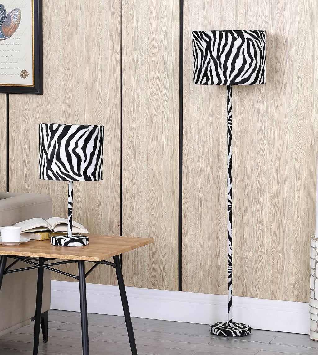 HomeRoots 19” Modern Suede Table Lamp With Faux Zebra Print Finish