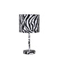 HomeRoots 19” Modern Suede Table Lamp With Faux Zebra Print Finish